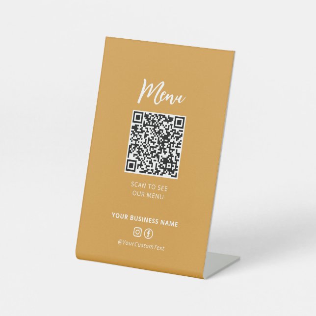 Modern Restaurants Menu QR code Social Media Sign (Front)