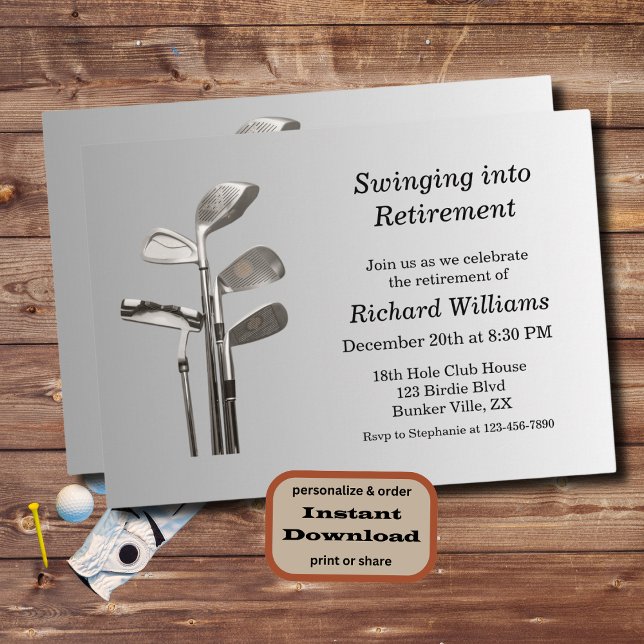Modern Retirement Golf Sport Golfclubs  Invitation (Creator Uploaded)