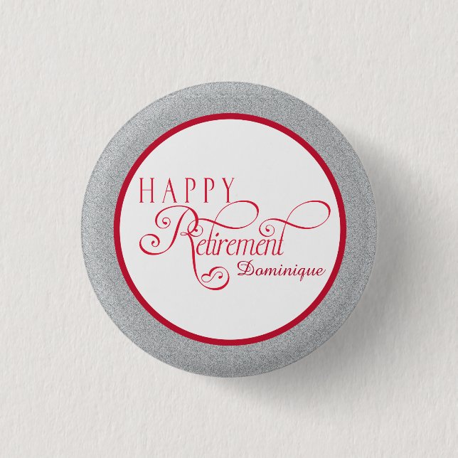 Modern, Retirement Party Favour 1 Inch Round Butto Button (Front)