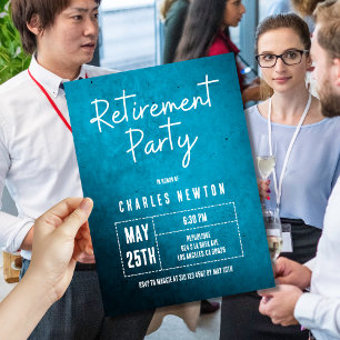 Modern Retirement Party Invitation Teal Gradient