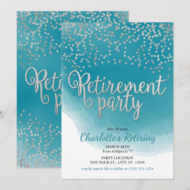 Modern Retirement Party Invitations (Front/Back)