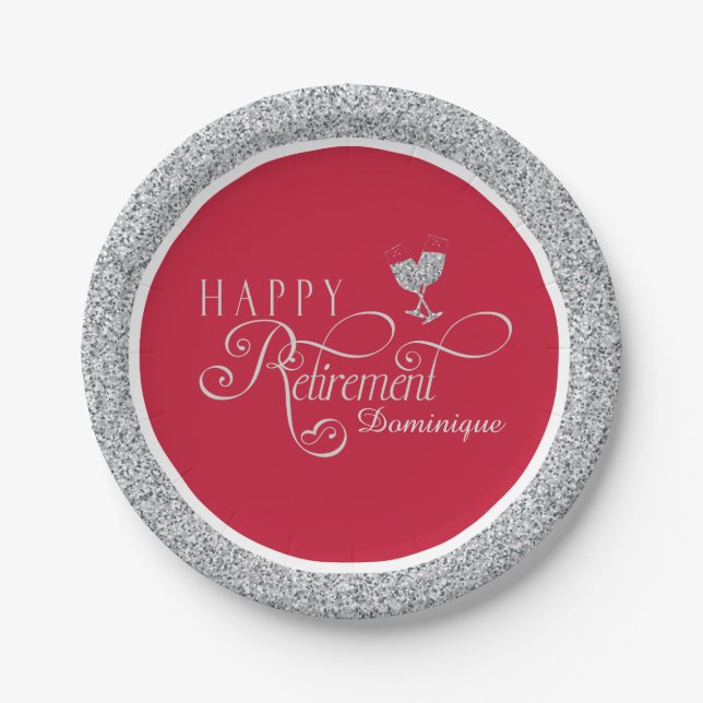 Modern Retirement Party Plates 7 Inch Paper Plate (Front)