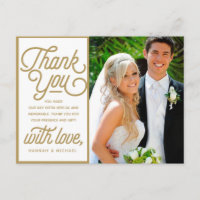 Modern Reto Gold Thank You Wedding Photo