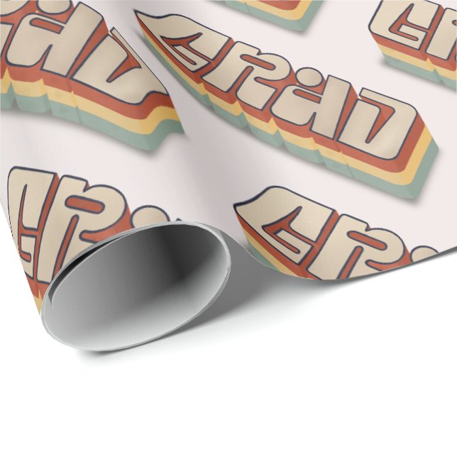 Modern retro 3D grad graduate Wrapping Paper (Roll Corner)