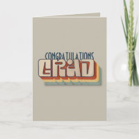 Modern retro 3D typographic graduate grad card