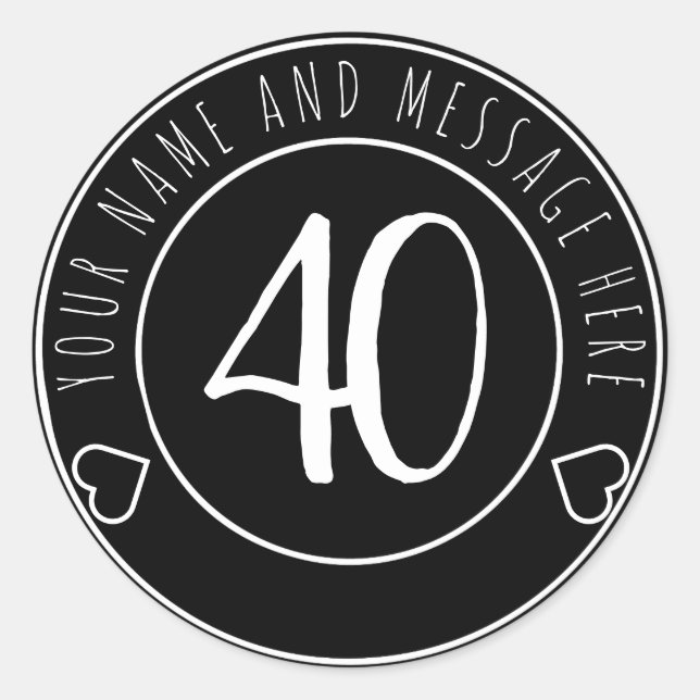 Modern Retro 40th birthday stickers  (Front)