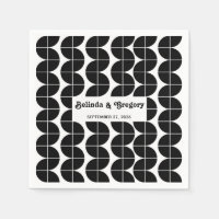 Modern Retro 70's Black White Waves Wedding 