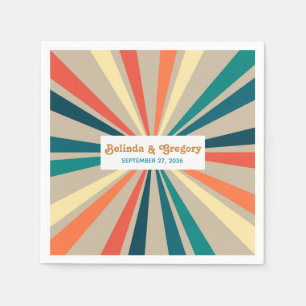 Modern Retro 70's Colorful Rainbow Wedding  Napkin