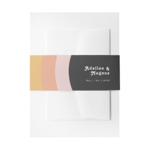 Modern Retro 70's Dark Rainbow Invitation Belly Band