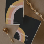 Modern Retro 70's Rainbow | Dark Folded Wedding Program<br><div class="desc">This modern retro 70's rainbow | dark folded wedding program is perfect for your simple vintage orange, rose gold, and blush pink wedding. Designed with elements of a classic, colourful boho arch and groovy minimalist stripes. The design has a unique abstract tropical beach feel, great for any spring, summer, or...</div>