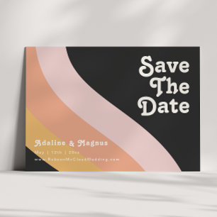 Modern Retro 70's Rainbow Dark Horizontal Save The Date