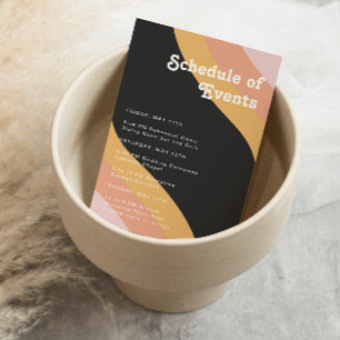 Modern Retro 70's Rainbow Dark Schedule of Events Enclosure Card