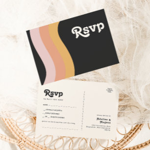 Modern Retro 70's Rainbow Dark Song Request RSVP P Postcard