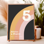 Modern Retro 70's Rainbow | Dark Table Number<br><div class="desc">This modern retro 70's rainbow | dark table number is perfect for your simple vintage orange, rose gold, and blush pink wedding. Designed with elements of a classic, colourful boho arch and groovy minimalist stripes. The design has a unique abstract tropical beach feel, great for any spring, summer, or fall...</div>
