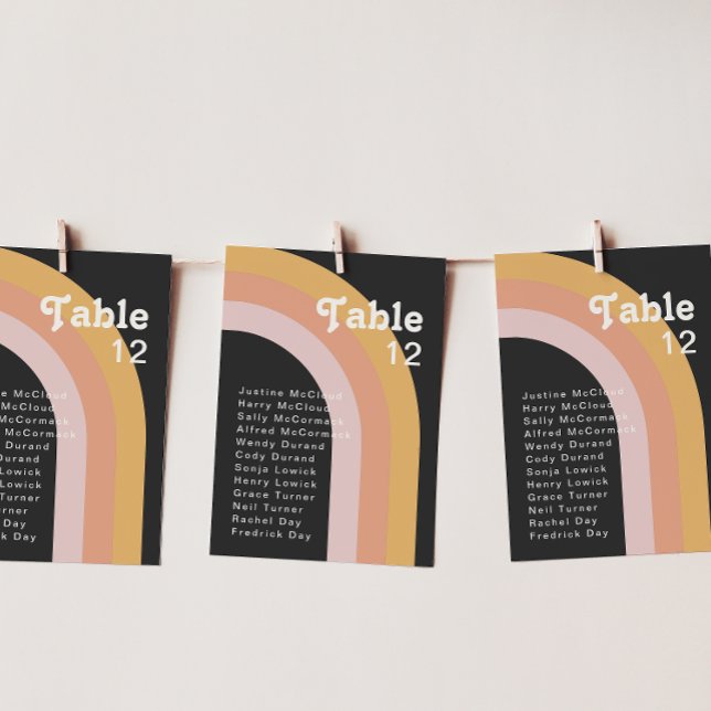 Modern Retro 70's Rainbow Dark Table Number Chart (Creator Uploaded)