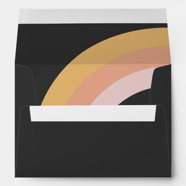 Modern Retro 70's Rainbow Dark Wedding Invitation Envelope (Back (Bottom))