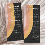 Modern Retro 70's Rainbow Dark Wedding Program<br><div class="desc">This modern retro 70's rainbow dark wedding program is perfect for your simple vintage orange, rose gold, and blush pink wedding. Designed with elements of a classic, colourful boho arch and groovy minimalist stripes. The design has a unique abstract tropical beach feel, great for any spring, summer, or fall wedding....</div>