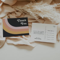 Modern Retro 70's Rainbow Dark Wedding Thank You