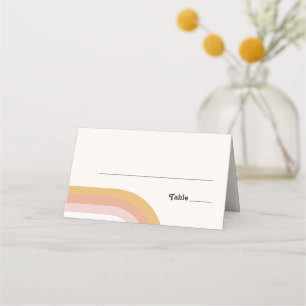 Modern Retro 70's Rainbow   Folded Place Card