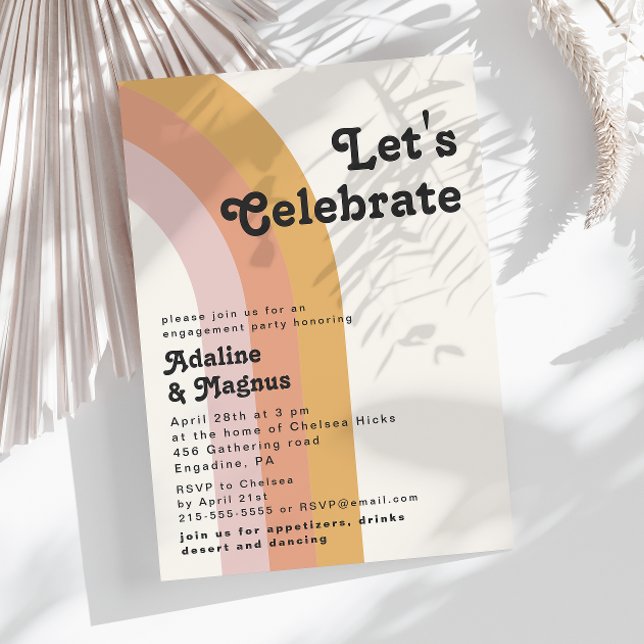 Modern Retro 70's Rainbow Let's Celebrate Invitation (Creator Uploaded)