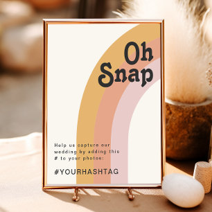 Modern Retro 70's Rainbow Oh Snap Hashtag Sign