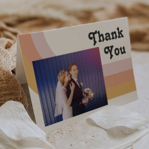 Modern Retro 70's Rainbow   Photo Folded Thank You Card
