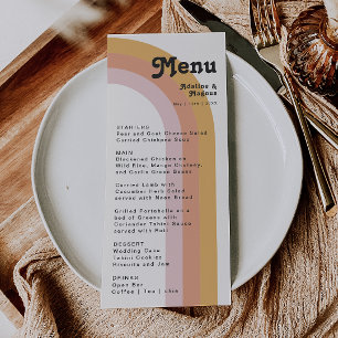 Modern Retro 70's Rainbow Wedding Dinner Menu
