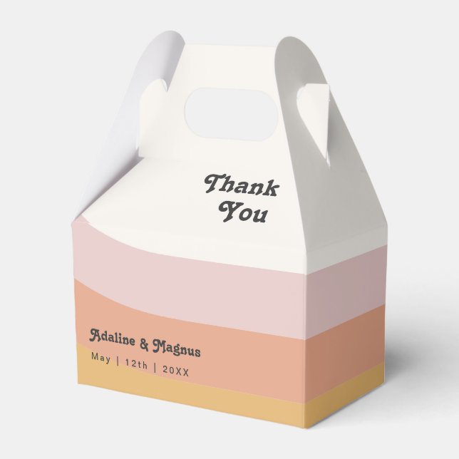 Modern Retro 70's Rainbow Wedding Favor Box (Front Side)