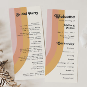 Modern Retro 70's Rainbow Wedding Program