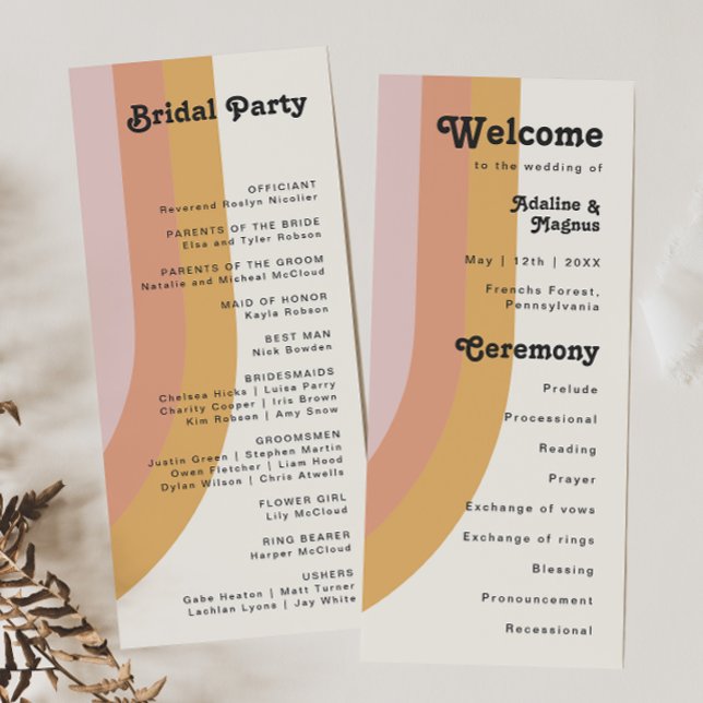Modern Retro 70's Rainbow Wedding Program (Creator Uploaded)