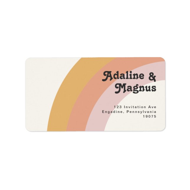 Modern Retro 70's Rainbow Wedding RSVP Return Label (Front)
