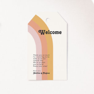 Modern Retro 70's Rainbow Wedding Welcome Gift Tags