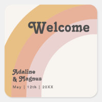 Modern Retro 70's Rainbow | Wedding Welcome Square
