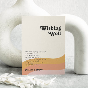 Modern Retro 70's Rainbow Wedding Wishing Well Enclosure Card