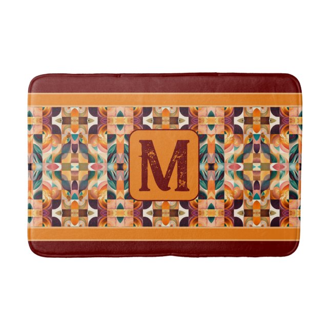 Modern Retro Abstract Squares Collection Bath Mat (Front)