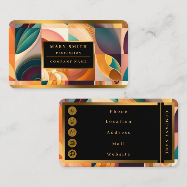 Modern Retro Abstract Squares Collection Business  Business Card (Front/Back)