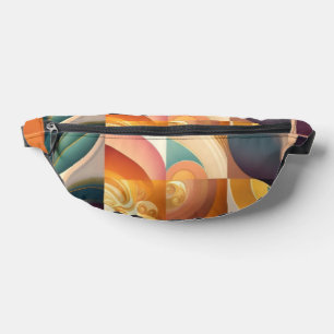 Modern Retro Abstract Squares Collection Fanny Pack