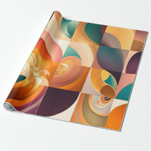 Modern Retro Abstract Squares Collection Wrapping Paper