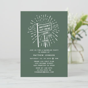 Modern Retro Bachelor Party Last Swing Golf Green Invitation