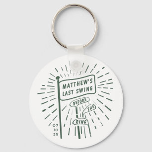 Modern Retro Bachelor Party Last Swing Golf Green Keychain