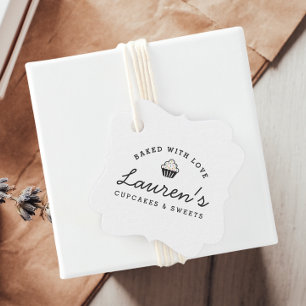 Modern Retro Baked with Love Cupcakes Favour Tags