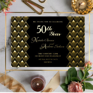 Modern Retro black and gold 50th Anniversary
