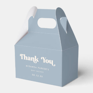 Modern Retro Blue Baby Shower Thank You Favor Box