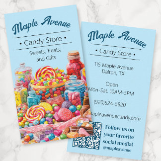 Modern Retro Blue Colourful Candy Business Card