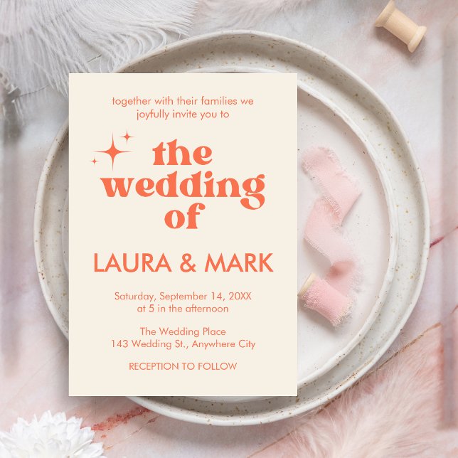 Modern Retro Bold & Chic Wedding Invitation (Bold & Chic Modern Retro Wedding Invitation)