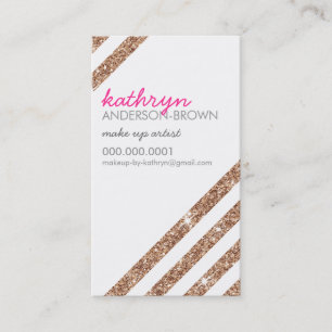 MODERN RETRO bold striped cool rose gold glitter Business Card