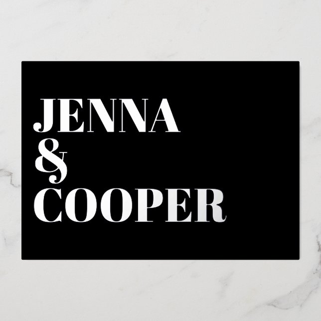 Modern Retro Bold Type Black & Silver Wedding (Front)