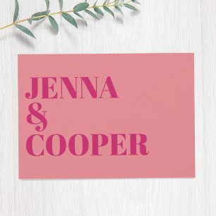 Modern Retro Bold Type Pink & Magenta Wedding Invitation