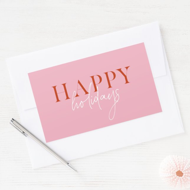 Modern Retro Bright Colourful Pink Script Holiday Sticker (Envelope)
