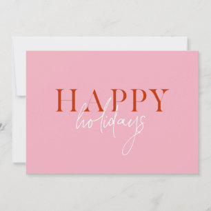 Modern Retro Bright Colourful Pink Script Photo Holiday Card